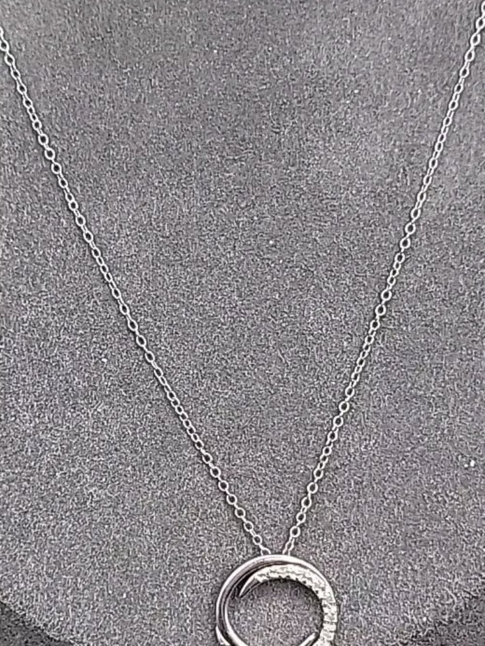 Charles Winston Sterling Silver Diamond Circle Pendant Necklace 19" 925 Chain CW - Picture 5 of 14